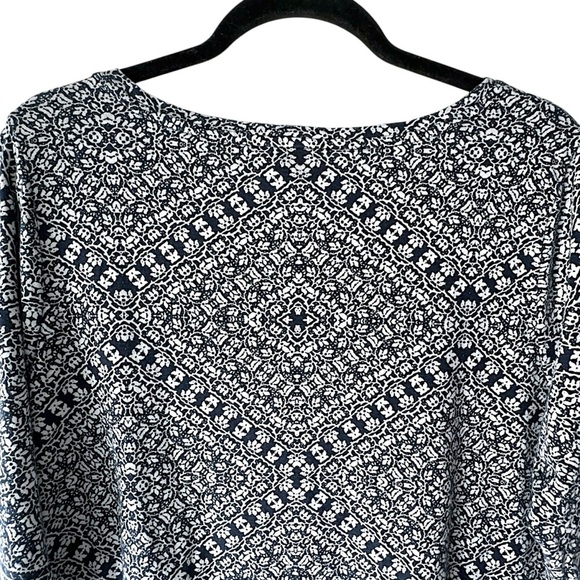 LUCKY BRAND | NWOT NAVY & WHITE COTTON PAISLEY TUNIC 3/4 LENGTH SLEEVES | 1X - Picture 7 of 10